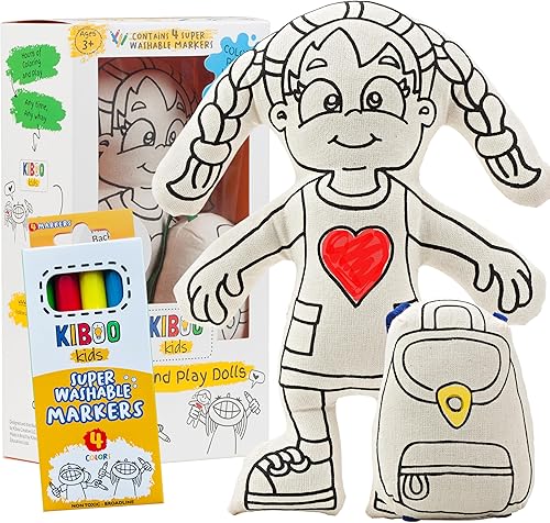 Kiboo Kids Colorea tu muñeca - Juguete para colorear para niños arte educativo y manualidades para niños color juega lava repite regalo reutilizable Kiboo Kids Colorea tu muñeca - Juguete para colorear para niños arte educativo y manualidades para niños color juega lava repite regalo reutilizable
