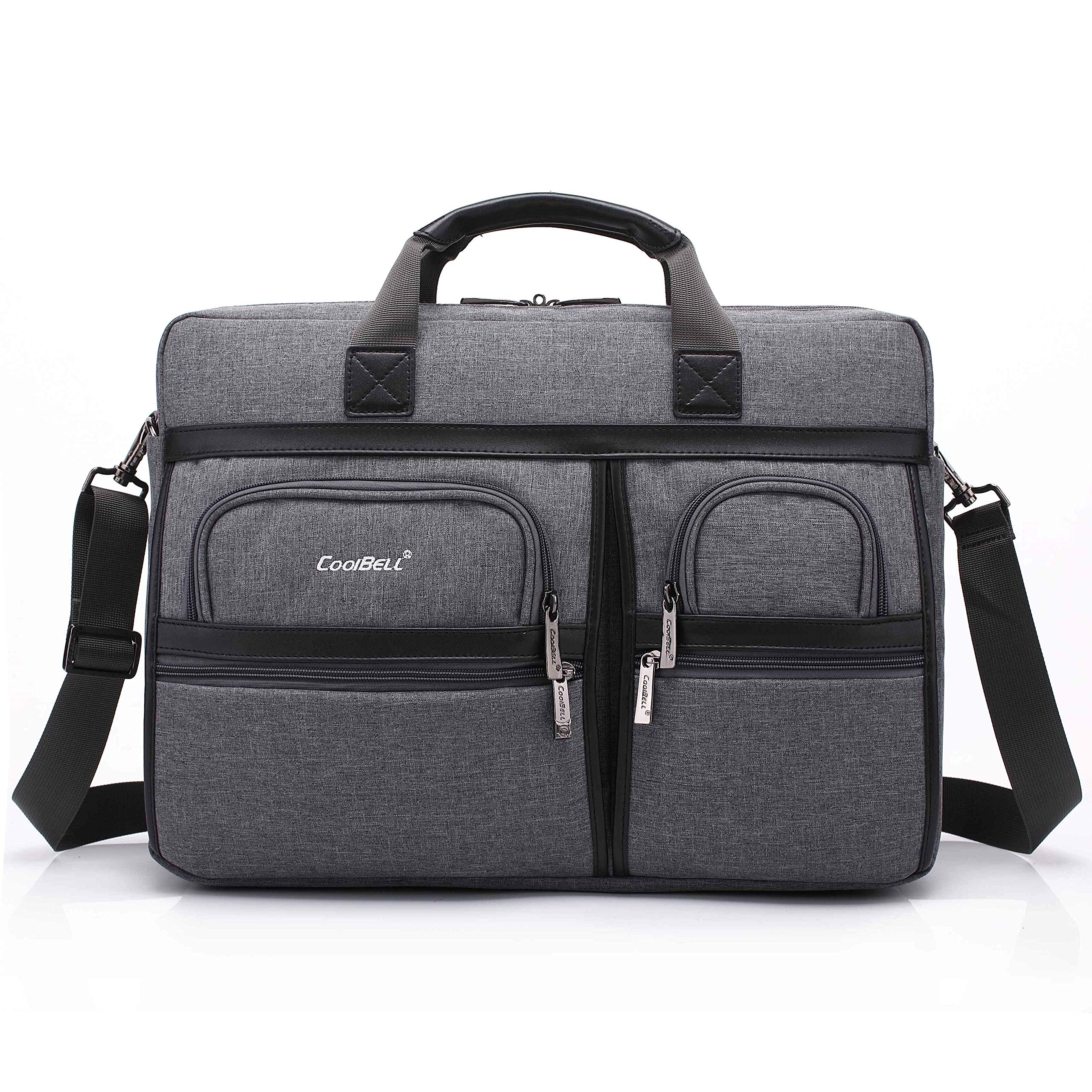CoolBELL Unisex Large capacity Leather Handle Business Multifunction Waterproof Nylon 15.6 inch Computer Notebook Laptop Bag Messenger Bag (GREY) (B083DY588N) Amazon Price History, Amazon Price Tracker