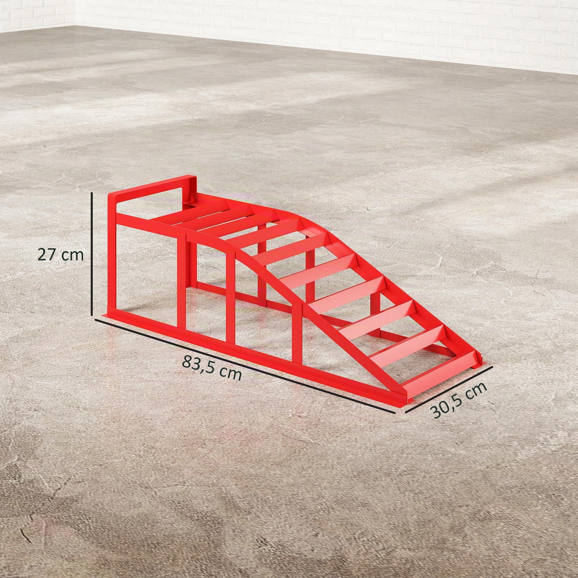 HOMCOM 2-Pack Rampe per auto antiscivolo Acciaio Rosso
