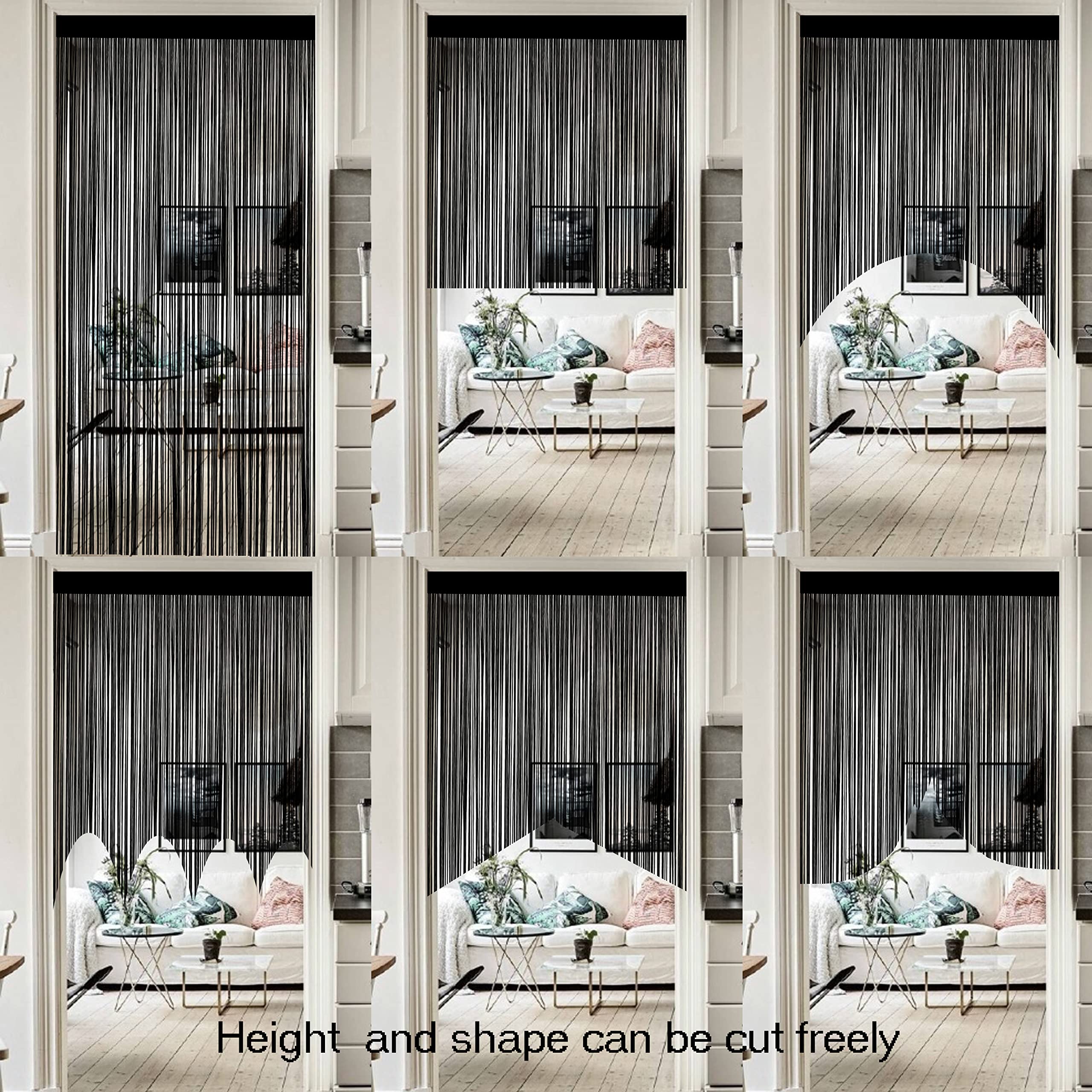 QiBoYuYe Fly Screen Curtains For Window String Flies Doors Decorations Room Dividers Doorways Panel Bedroom Living Closet Drapes (Black 90x200cm) - Image 4