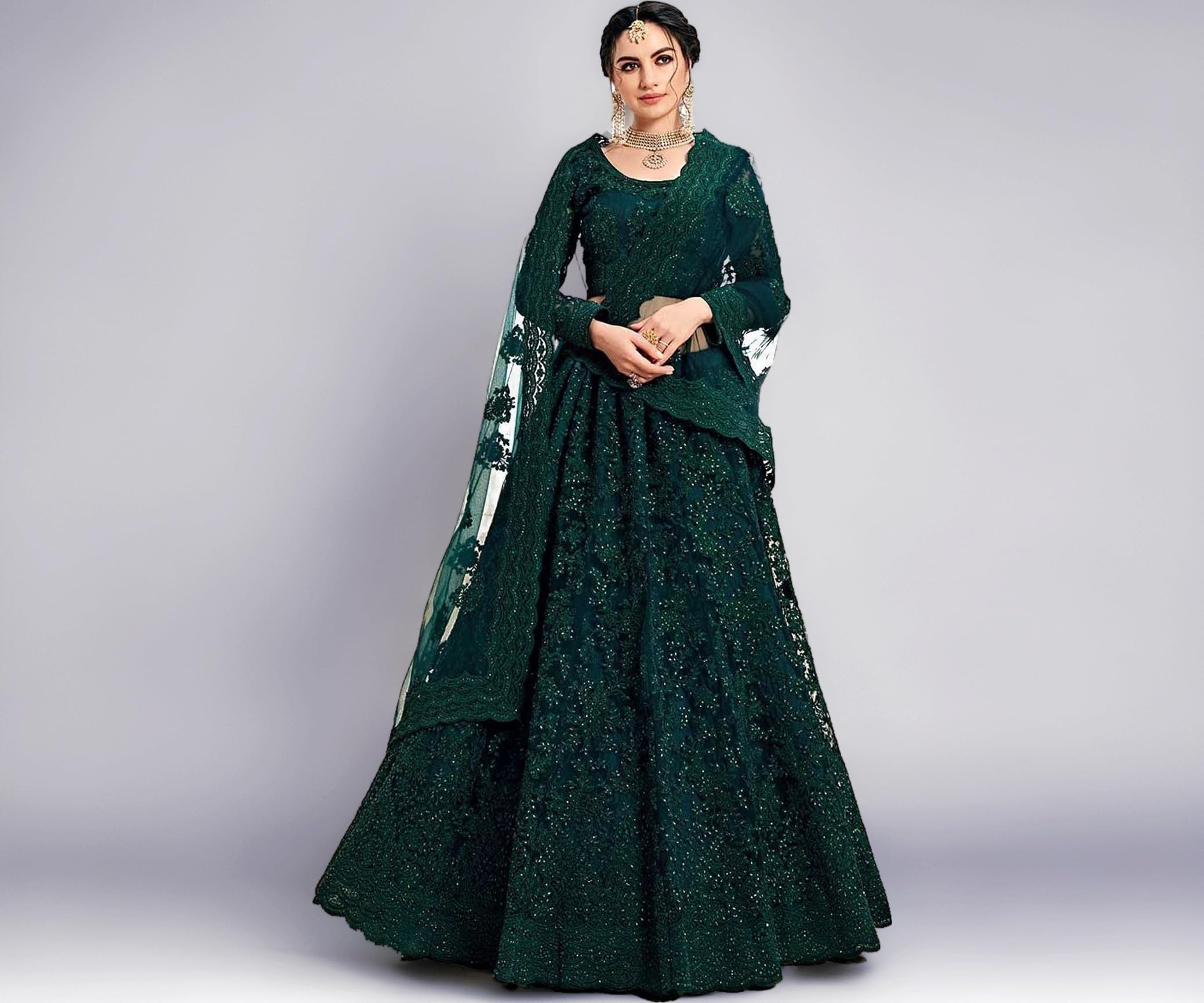 Womens Silk Semi-Stitched Lehenga Choli Set