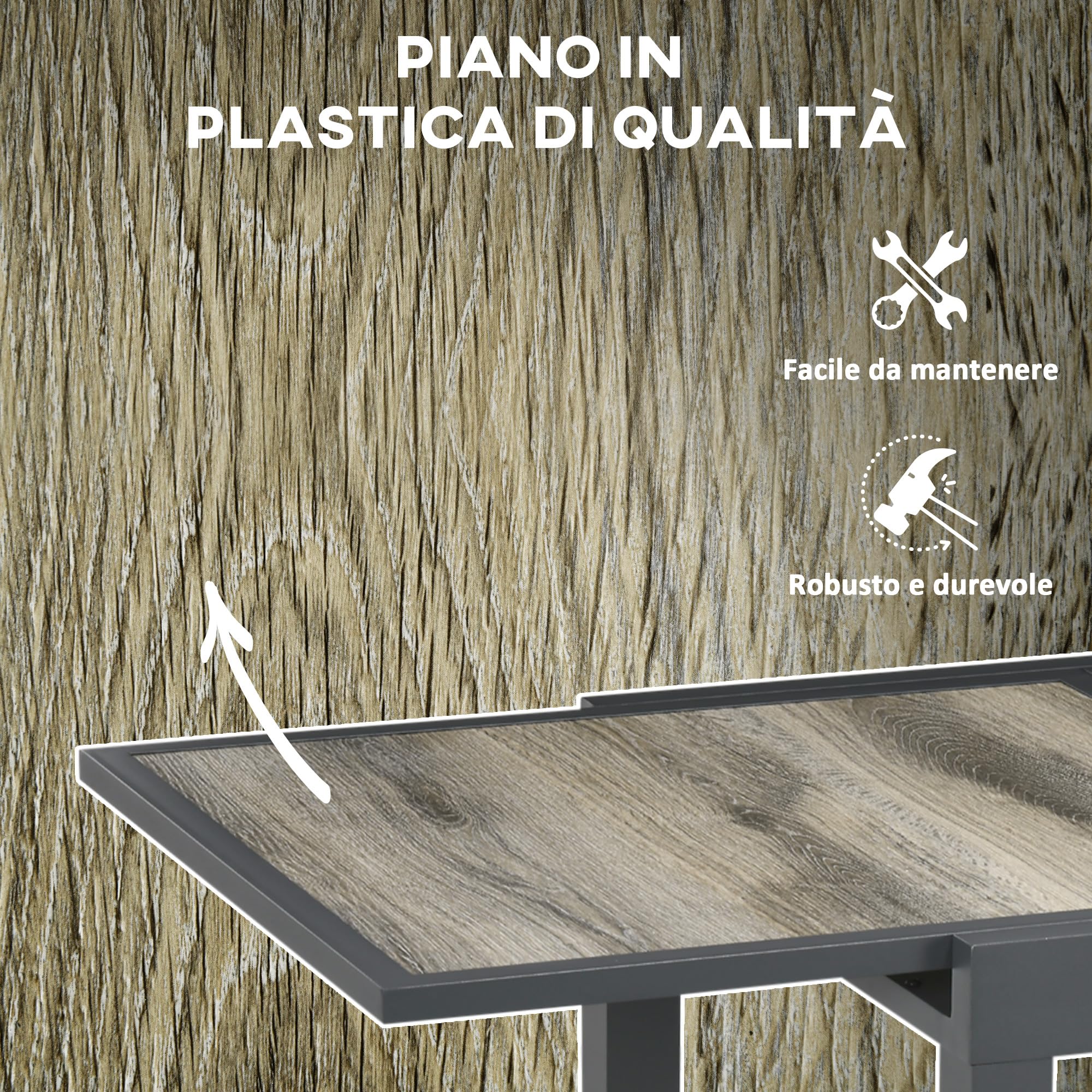 Outsunny Tavolo da Giardino Allungabile da 80/160x80x75 cm, Tavolo da Esterno Estensibile per 6 Persone Rettangolare in Alluminio con Piano Plastica, Per Patio, Terrazzo, Balcone ed Esterno, Beige