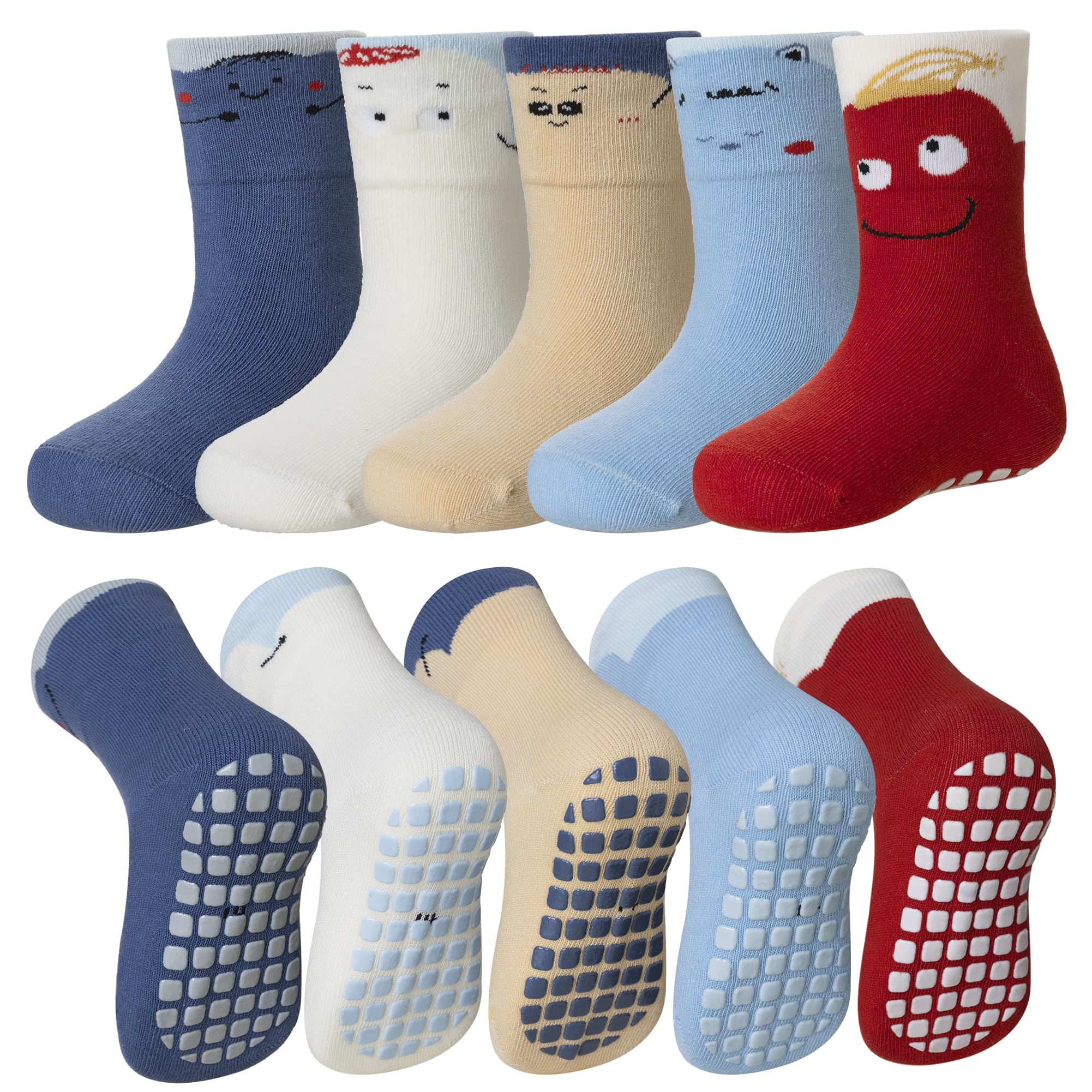 SeeyAN Baby Non Slip Socks Toddler Boys Girls Grips Cotton Anti Skids Crew Cute Cartoon Infant Socks 5 Pairs