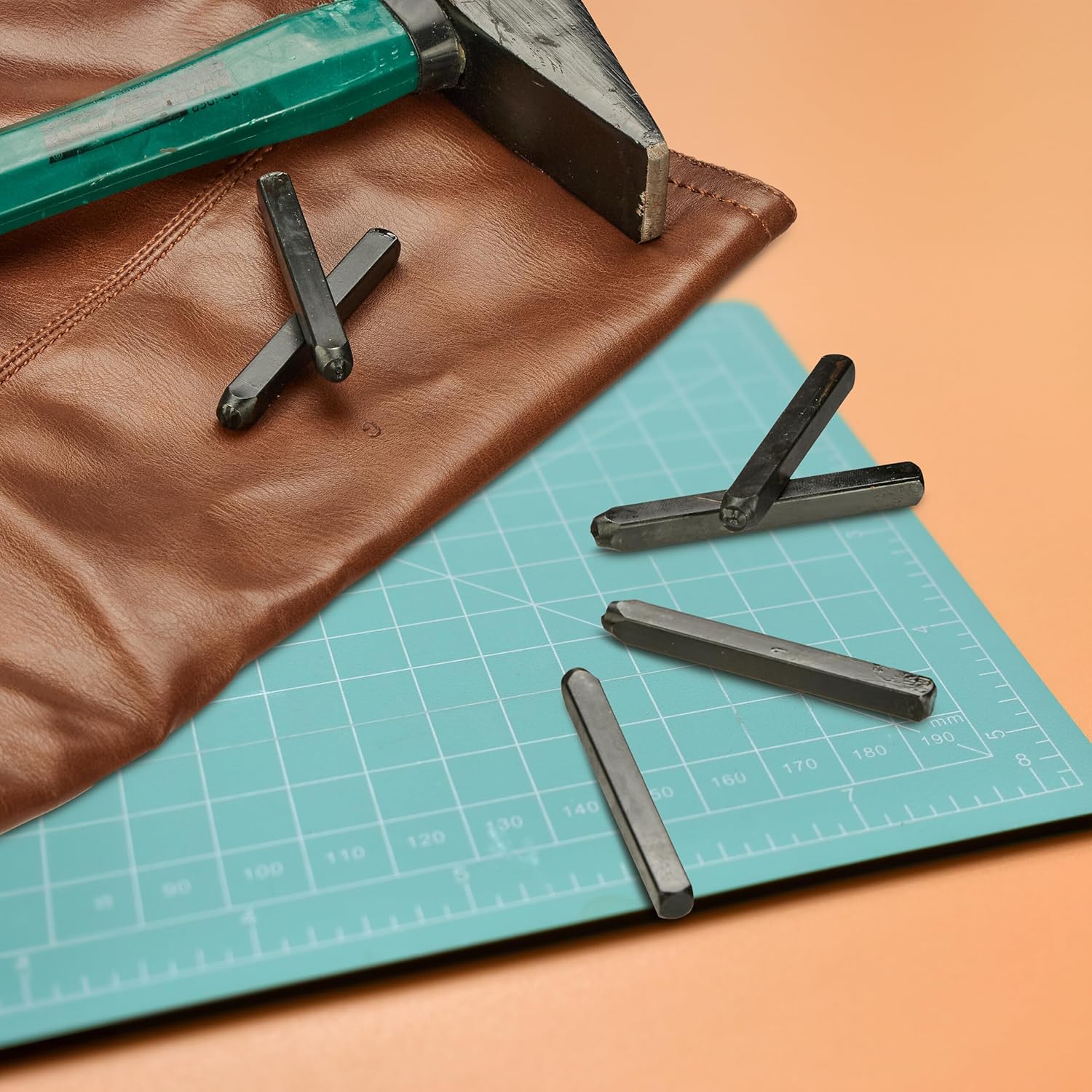 Relaxdays Punch Letter Set, 36 Pieces, Punch Stamp 3 mm, Leather and Metal, Punch Tool A-Z & 0-9, Steel, Black