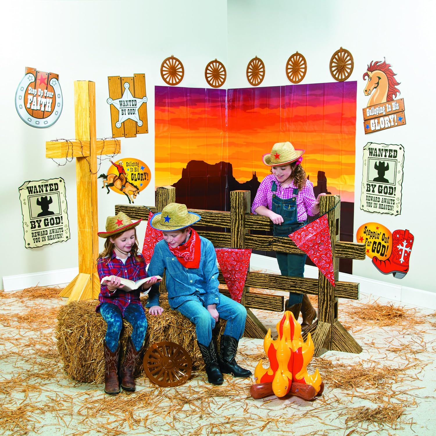 Fun Express Split Rail Fence Post Cardboard Cutout Stand-Ups Life Size - 2 Piece Set 86" x 40" | Western Party Decorations, Farm Theme Props for VBS, Photo Booth & Cowboy Events