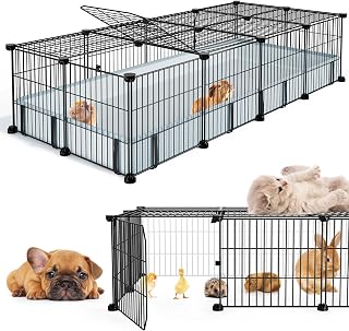 BUCATSTATE Guinea Pig Cage for 2: 20 Panels Playpen with Waterproof Mat, Sturdy Metal Enclosure for Rabbits, Hedgehogs, Quail 56x24x12"