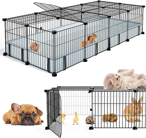 BUCATSTATE indoor modular metal panel playpen with waterproof mat for small animals including quail