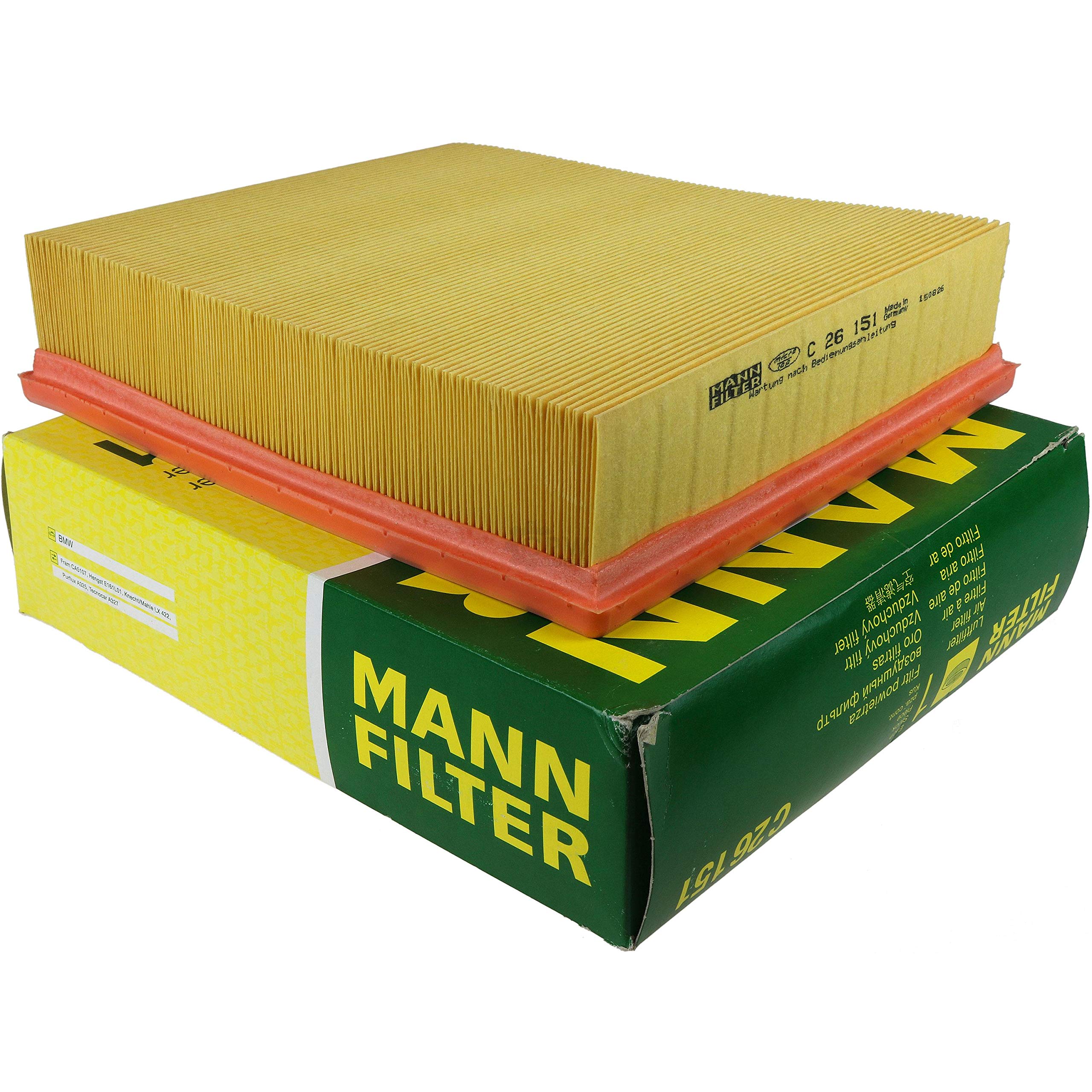 Paquete de inspección Kit de mantenimiento de filtros con filtro de aceite HU 938/4 x, filtro de aire C 26 151, filtro de combustible WK 532, filtro de habitáculo CU 2736-2, tornillo de
