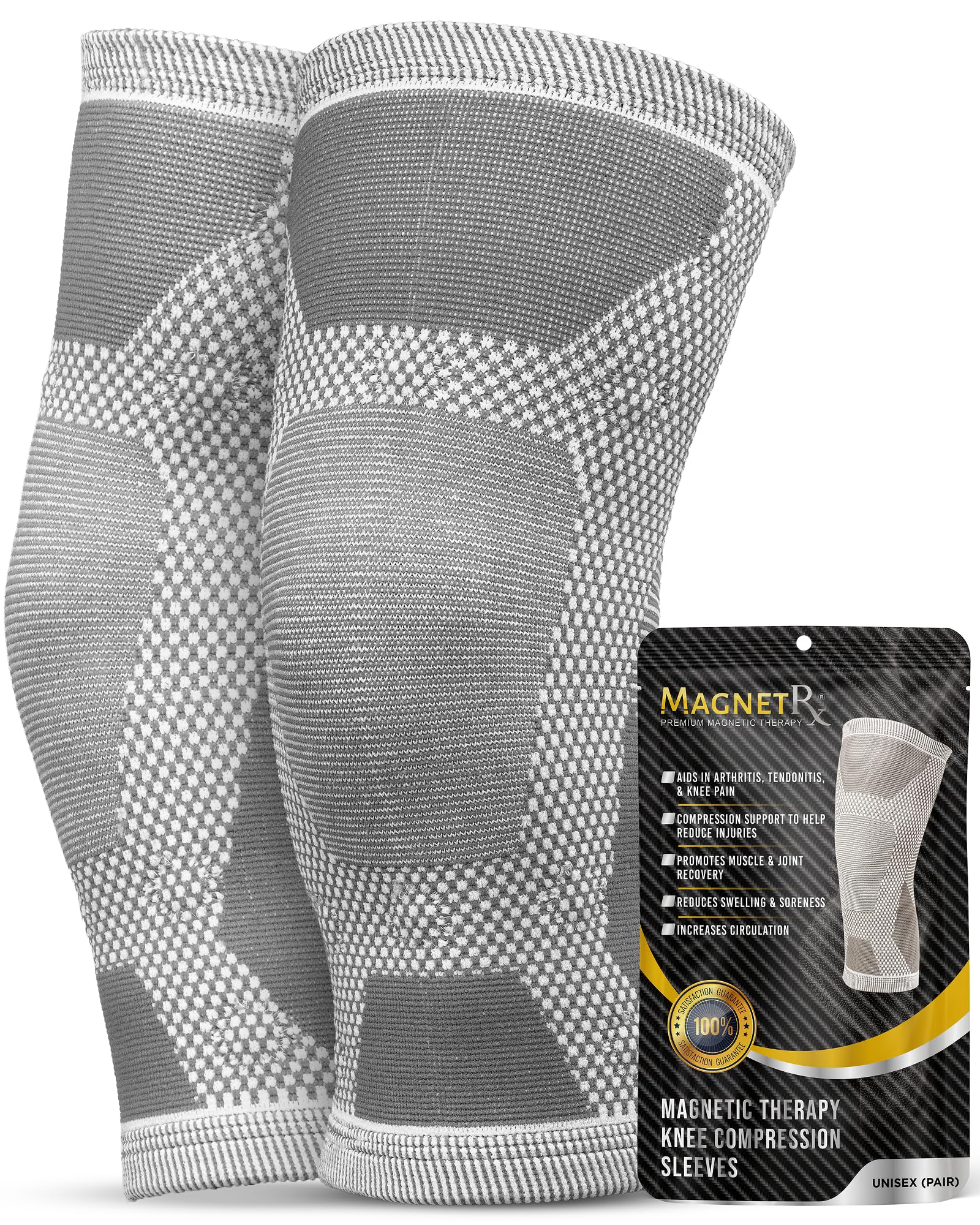 MagnetRX® - Genouillère rotulienne (lot de 2) Manchon de compression pour genoux avec aimants ligamentaire pour le sport maintien du ménisque Taille (Grand)