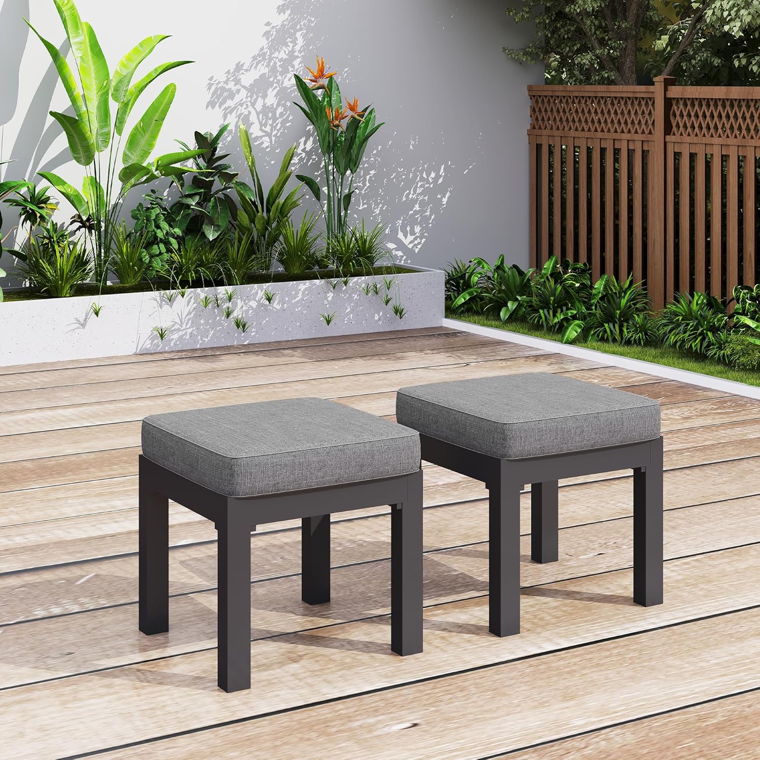 Aluminum Patio Ottoman Set of 2, Outdoor Furniture Bangladesh Ubuy