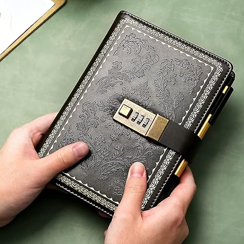 Miniatura 2 de Diario con candado para mujer, diario con cerradura personal recargable, diario con bloqueo de cuero, cuaderno de escritura B6 para niñas, diario