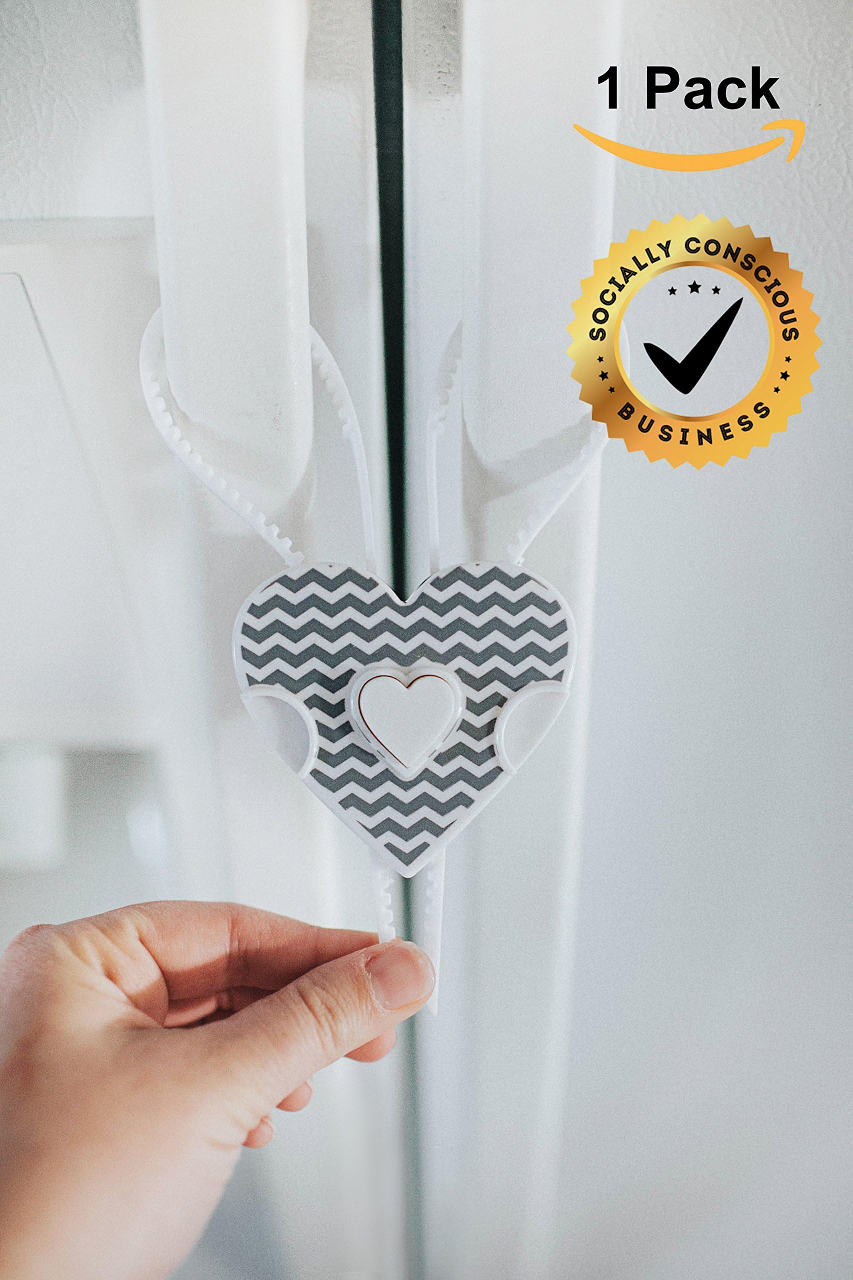 ONE4ONE Safety's Gray Chevron Cabinet Locks, 1 Lock | Baby & Child Proof Drawers, Cabinets, Refrigerator, and More | No Tools Home Improvement | 15% supports kids & mothers in Ethiopia