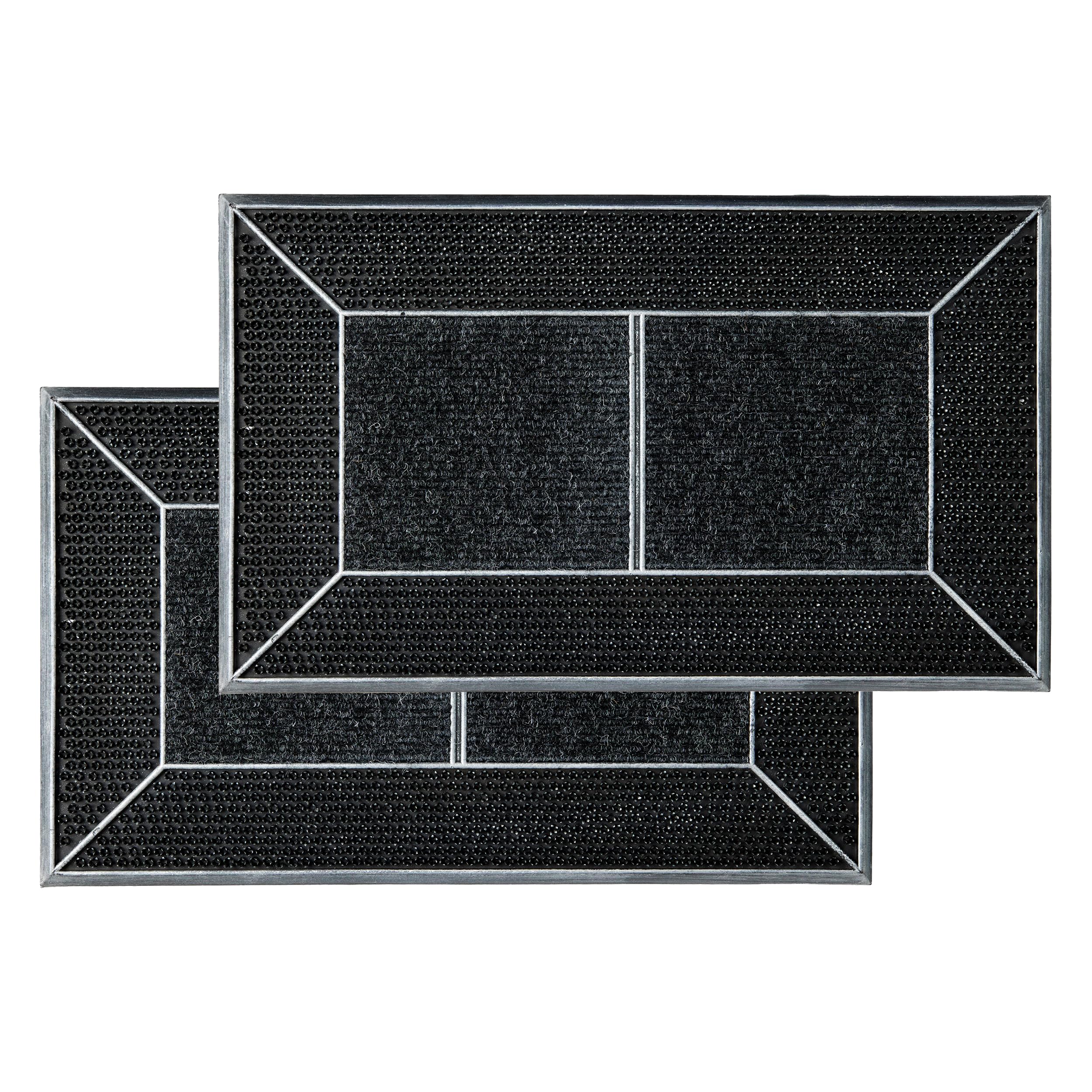 Lot de 2 paillassons d'extérieur antidérapants et résistants aux intempéries - 45 x 75 cm - Anthracite
