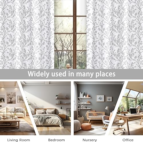 Miniatura 4 de DriftAway Cortinas florales para dormitorio, 84 pulgadas de largo, para sala de estar, con forro de acuarela, cortinas opacas con aislamiento
