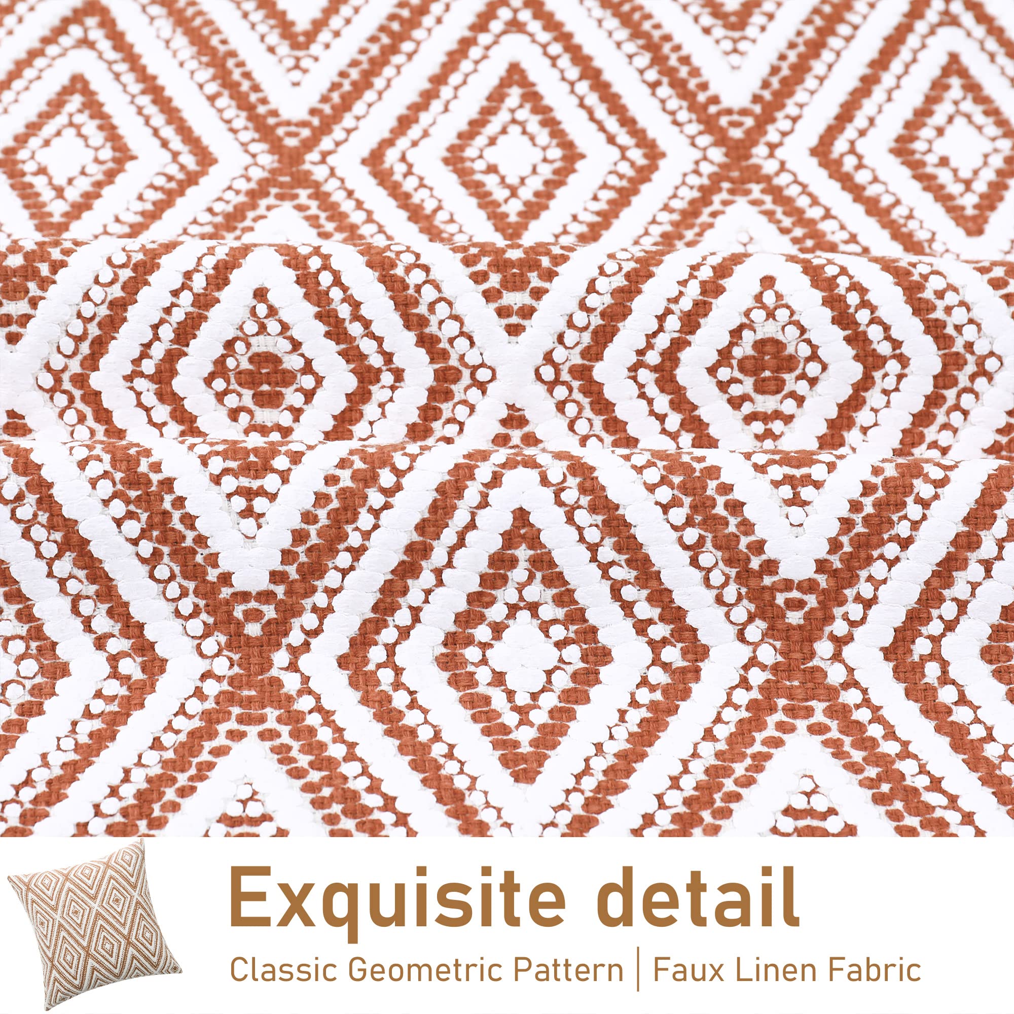 HPUK Decorative Throw Pillow Covers Set of 4 Geometric Design Linen Cushion Cover for Couch Sofa Living Room, 18"x18" inches, Golden Brown