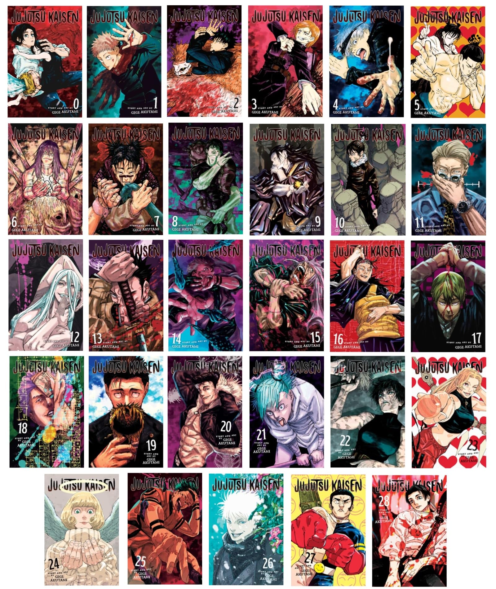 Jujutsu Kaisen Manga Series 29-Book Ultimate Collection Set (Vol.0 bis Vol.28) – Dark Fantasy Shonen Epic of Curses, Sorcerers & High-Stakes Battles