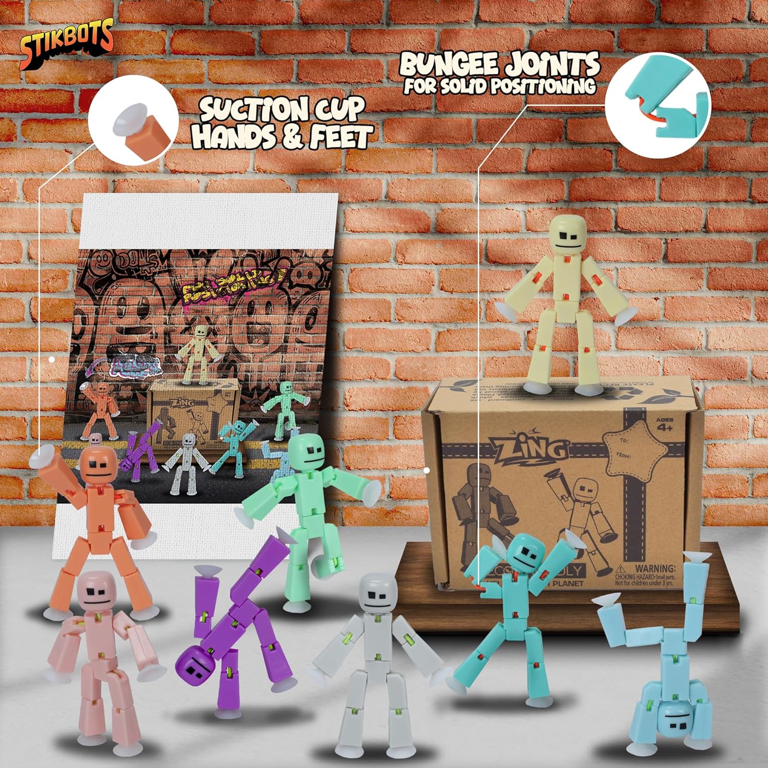 Zing Stikbot 8 Pack - Pastel Special : Collectable Figures, Create Stop Motion Animation, for Ages 4 and Up