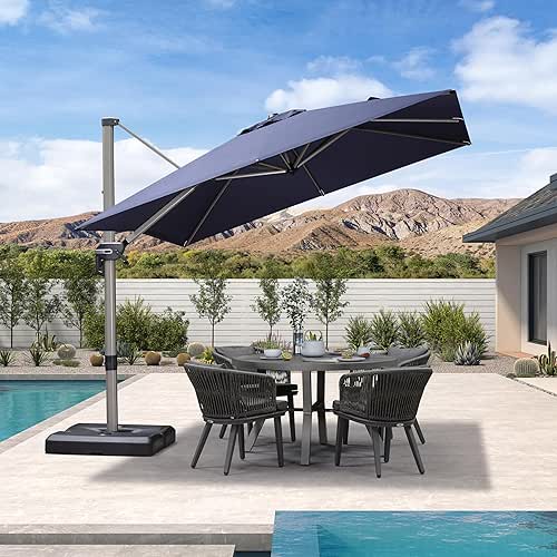 PURPLE LEAF 9' X 9' Patio Umbrella Outdoor Cantilever Umbrella,