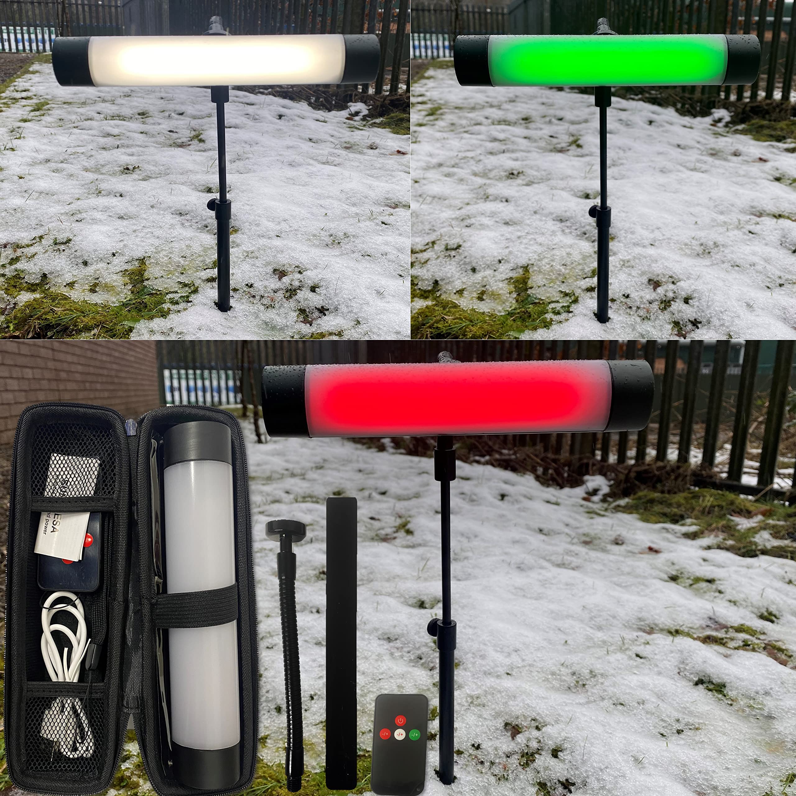 Sunblesa Magnetic Carp Fishing Bivvy Light 5000mah Waterproof Rechargable White Green Red + Bank Stick