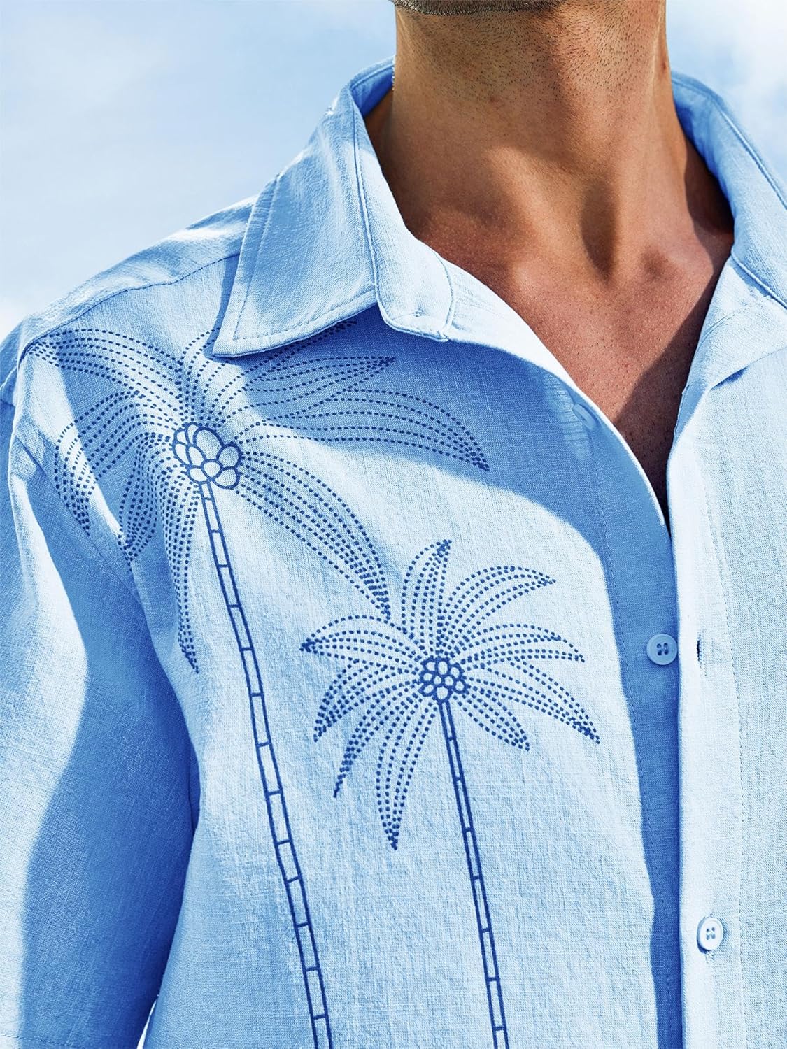 Runcati Mens Hawaiian Shirt Short Sleeve Button Down Summer Beach Vacation Cotton Linen Shirts - Image 5