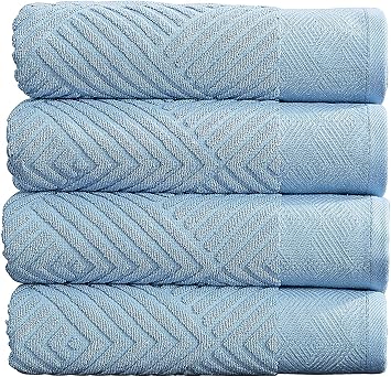 100% Cotton Soft Bath Towels Set | Quick Dry and Highly Absorbent, Textured Bath Towels 27" x 54" 4 Pack