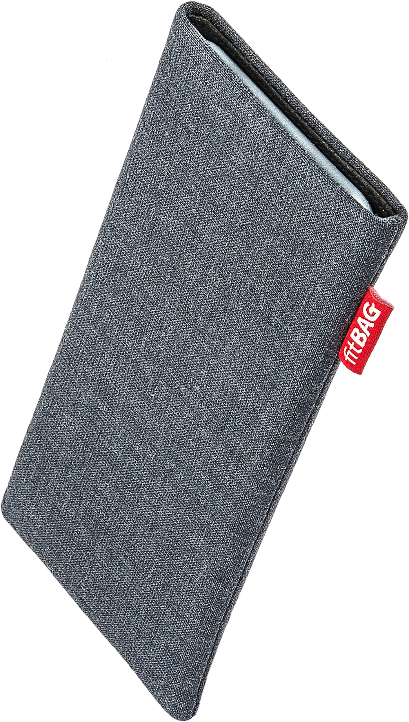 fitBAG Jive Gray Custom Tailored Sleeve for Nokia E52. Fine Suit Fabric Pouch with Integrated Microfibre Lining for Display Cleaning