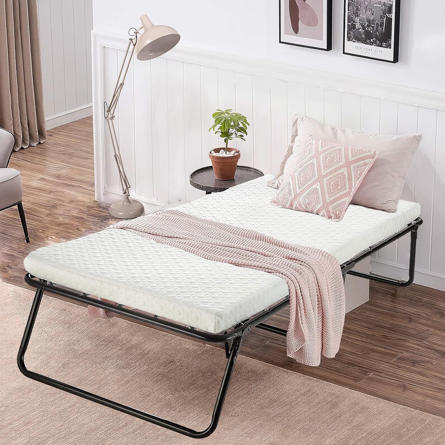 Rollaway Bed,Portable Folding Bed Frame with Memory Foam