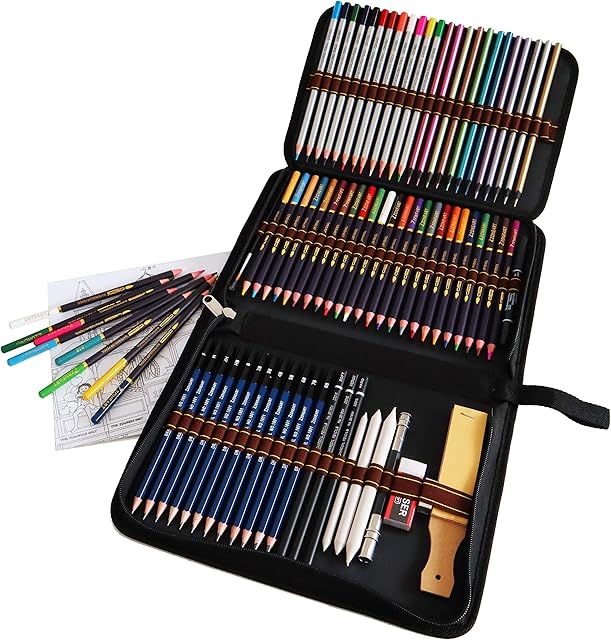 Coloring Pencils for Artists - 72 Piece Art Set include Coloured Pencils, Sketch Pencils and Drawing tools, Perfect for Adults, Kids, Students Sketching, Colouring and Drawing