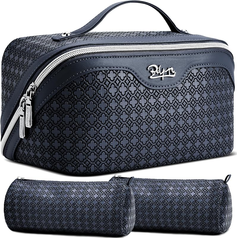 BOYATU Necessaire de maquiagem para viagem Four Leaf Clover M-07Blue, conjunto com 3 peças