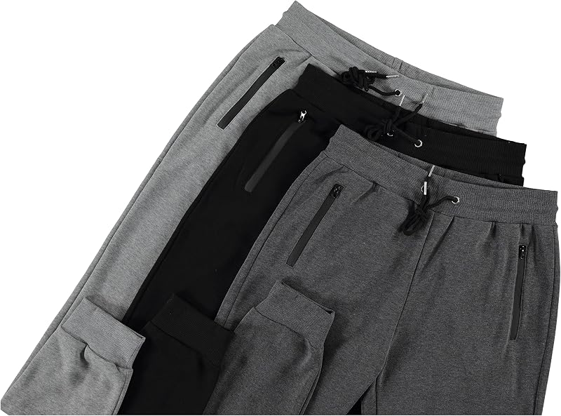 PURE CHAMP Sweatpants for Men 3 Pack Fleece Athletic Workout Joggers Mens Sweatpants with Zipper Pockets Size S-3XL (Medium, Set 1) image 4