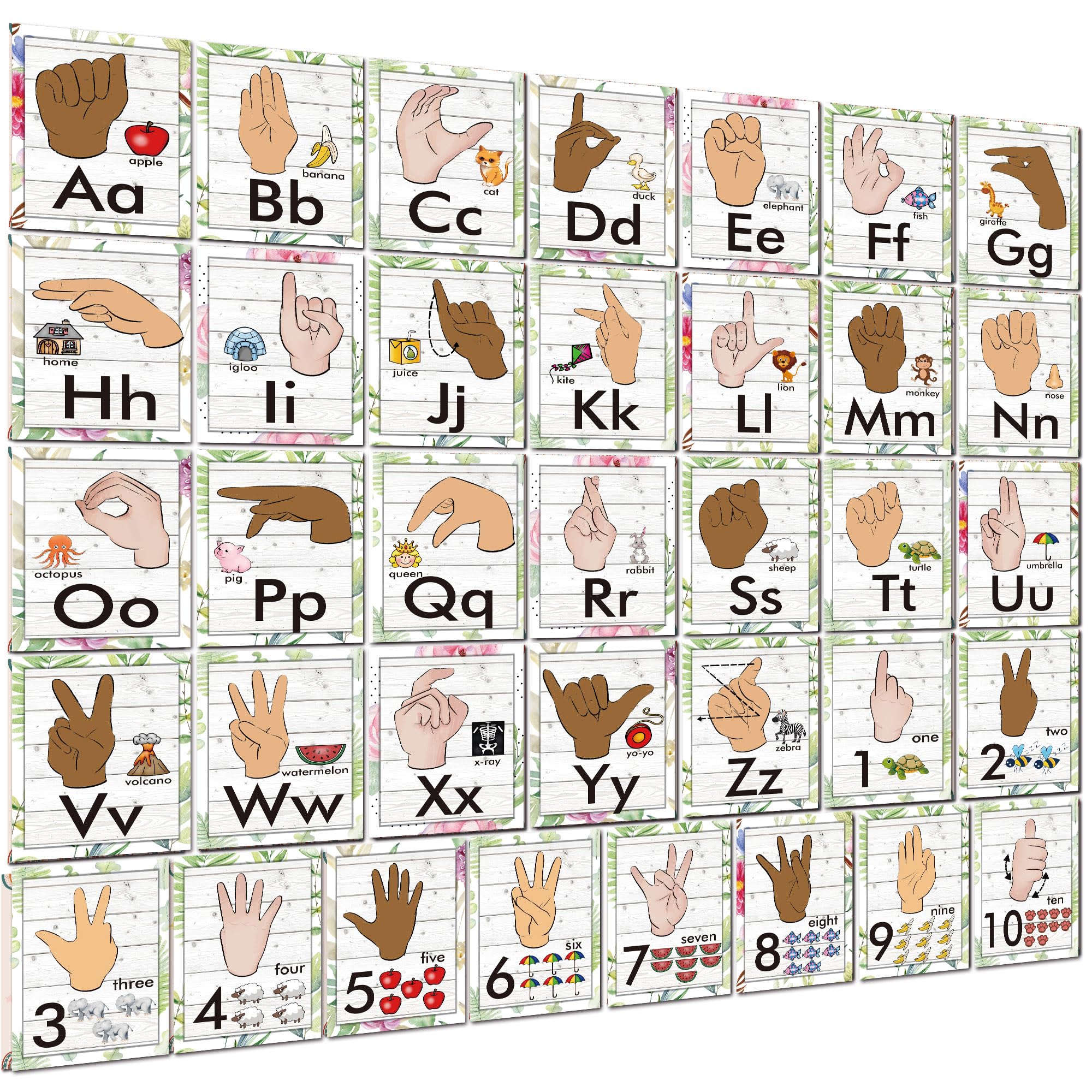 Buy 36 Pieces Sign Language Alphabet ASL Alphabet Line Bulletin Board