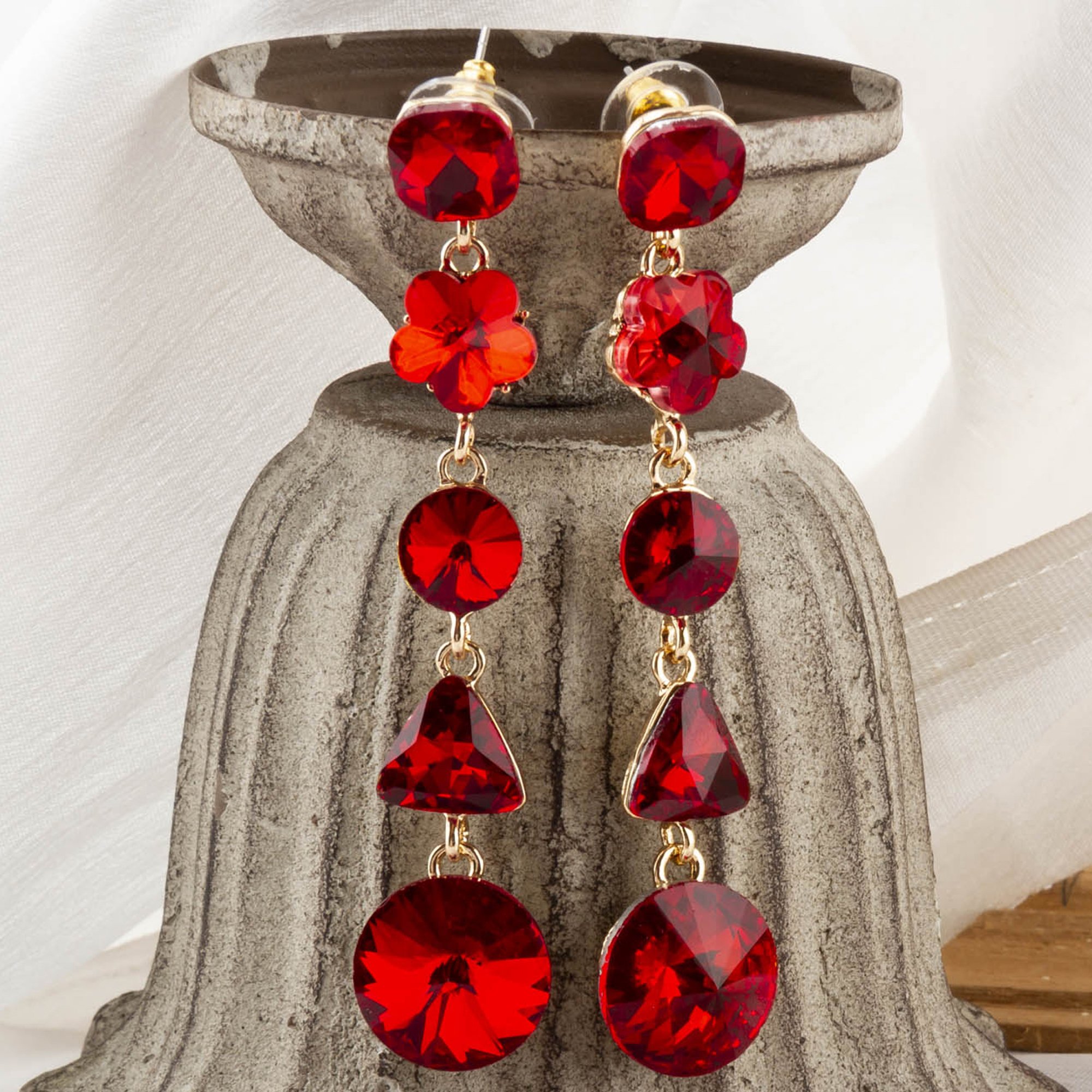 Geometric Crystal Drop-Earrings for Women