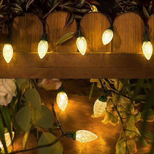Miniatura 6 de Blissun Cadena de luces LED C9 de Navidad, 50 luces LED de 33 pies de Navidad al aire libre con adaptador de seguridad de 29 V, cadena de luces