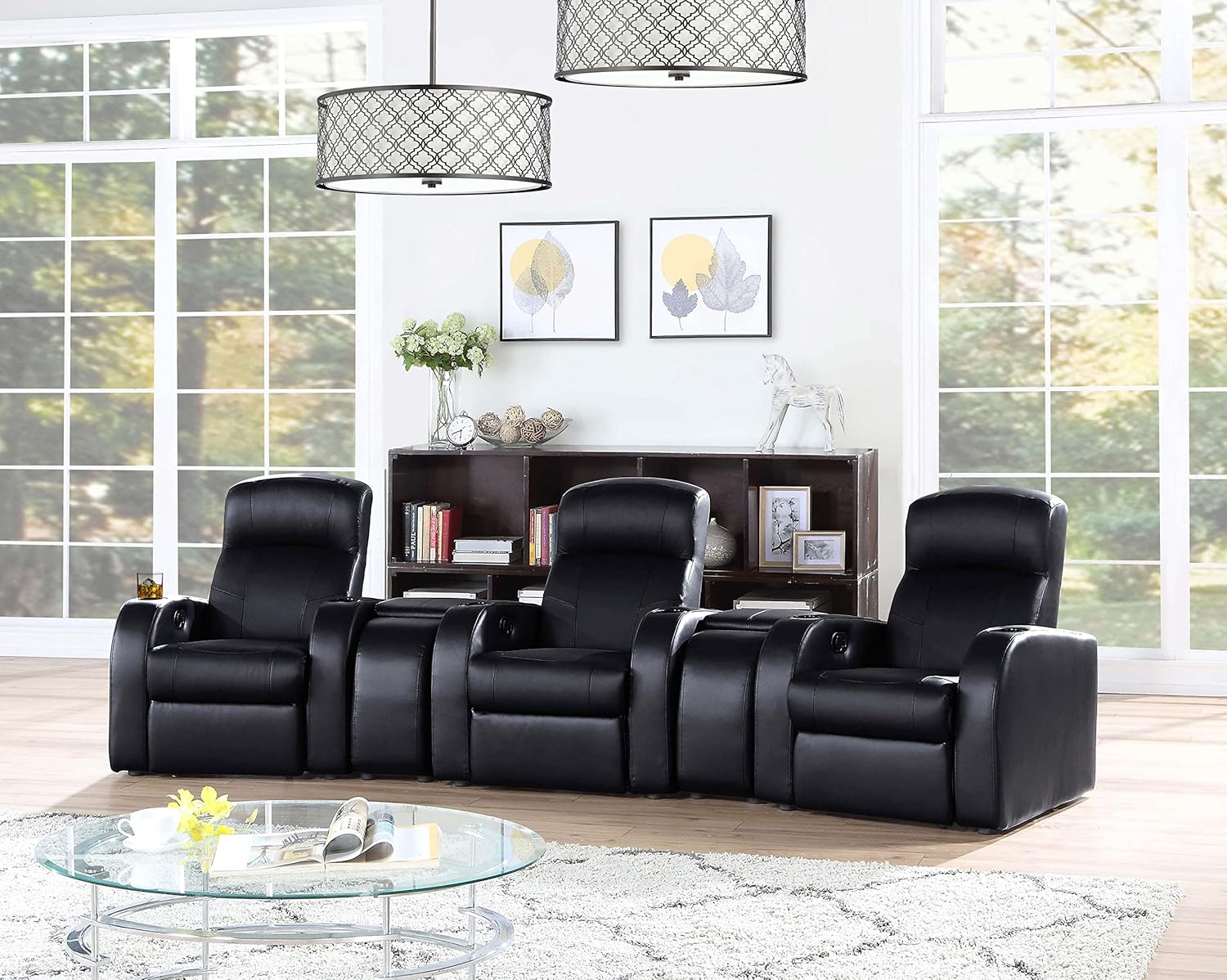 Coaster Furniture Cyrus Home Theater Upholstered Console Wedge Black 600002