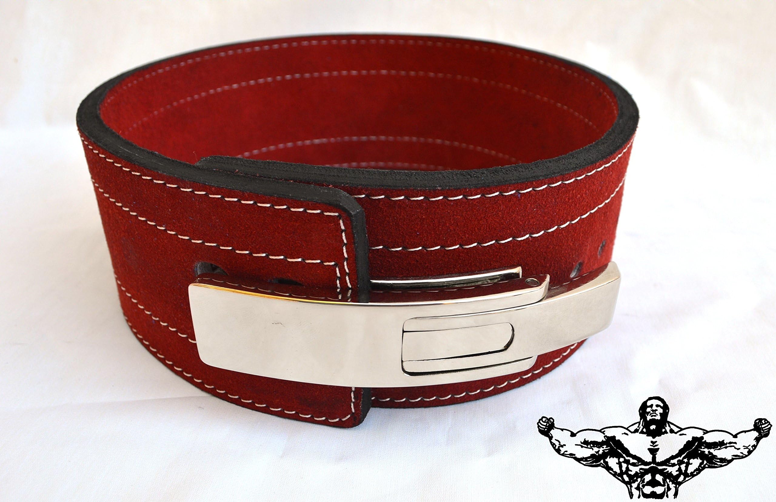 Powerlifting Belt with Lever Buckle (Red) - 10mm Weightlifting Crossfit Strongman Lifting Belt