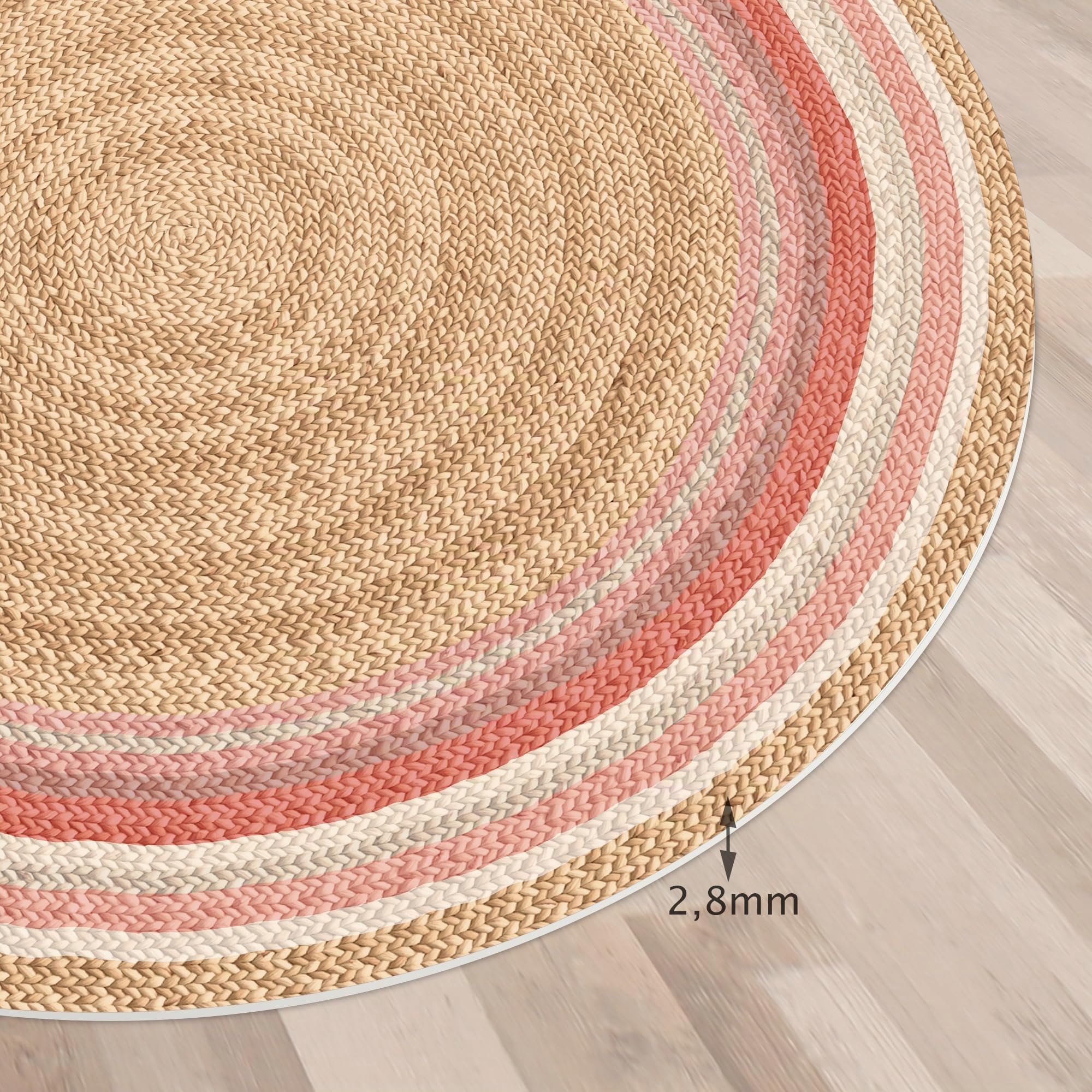VINILIKO Design | Alfombra Vinílica Redonda Líneas Rosas [Diam] 150 cm - Antideslizante, Impermeable, Lavable - Varios Tamaños - Alfombra Vinilo Salón, Cocina