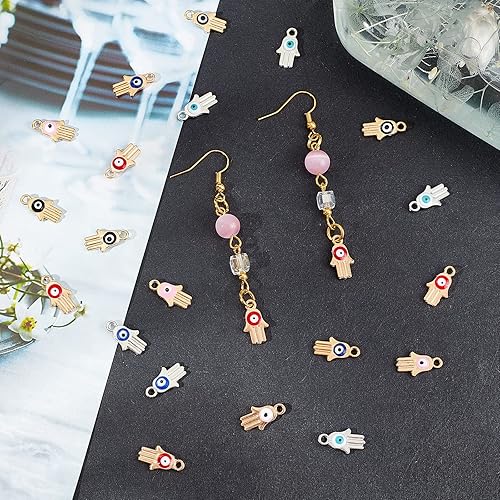 Miniatura 2 de SUPERFINDINGS Colgantes de mal de ojo con cuentas de metal con eslabones de diamantes de imitación de diamantes de imitación