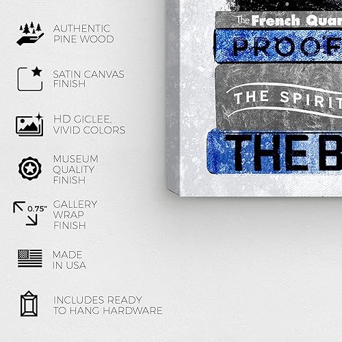 Miniatura 7 de Wynwood Studio Lienzo decorativo para pared con texto en inglés "Luxe Bar Books Indigo", cócteles