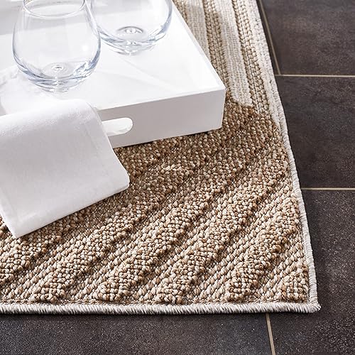 Miniatura 5 de Safavieh Global Collection GLB220B - Alfombra de 9 x 12 pies, color beige claro, impermeable, lavable, para interiores y exteriores, para patio