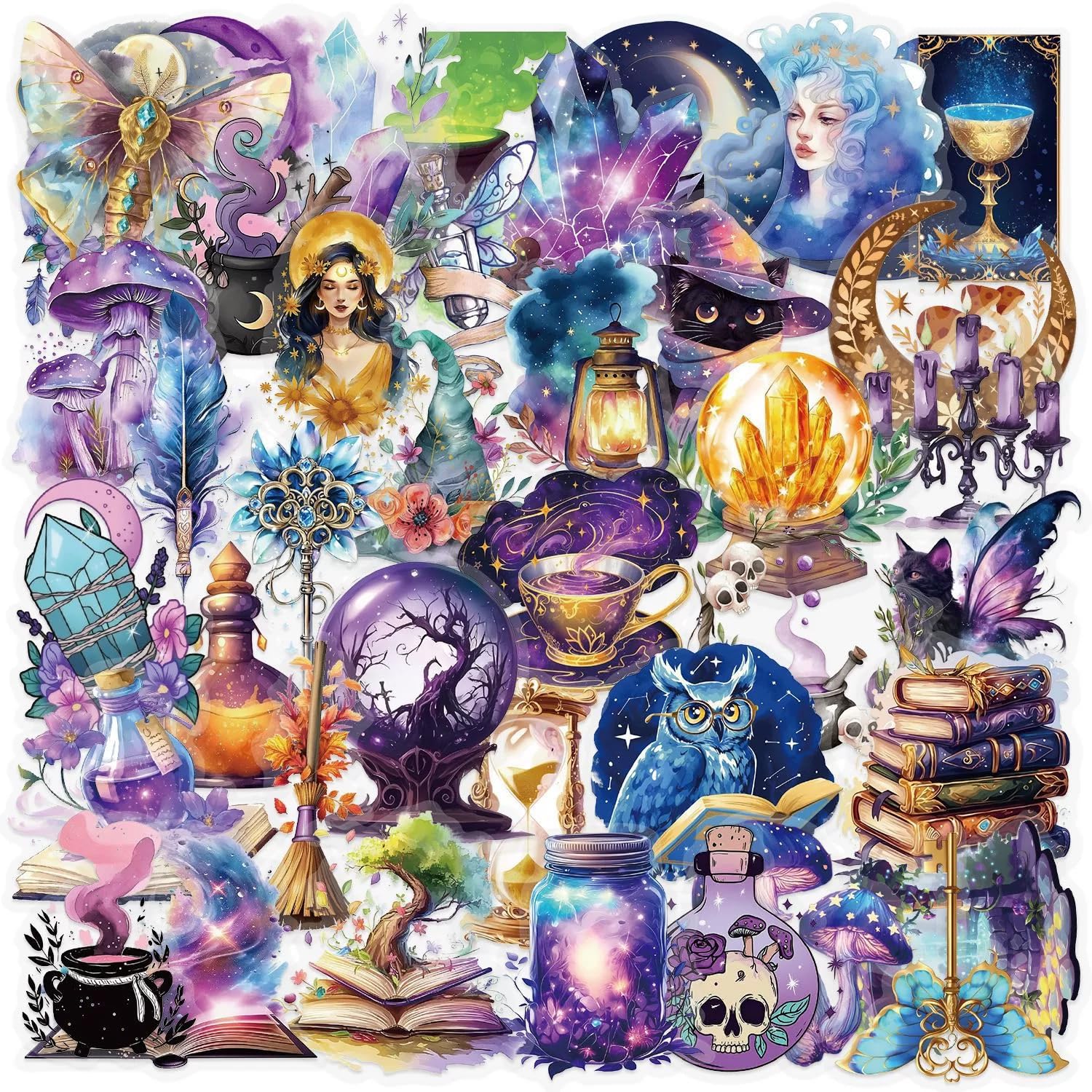 50 Pieces Magic Planet Stickers for Water Bottle|Transparent Vinyl Waterproof Sticker Laptop Skateboard Phone Car Decals for Teens Adults Party Favors Supplies Decor (Planet Decals) — image 1