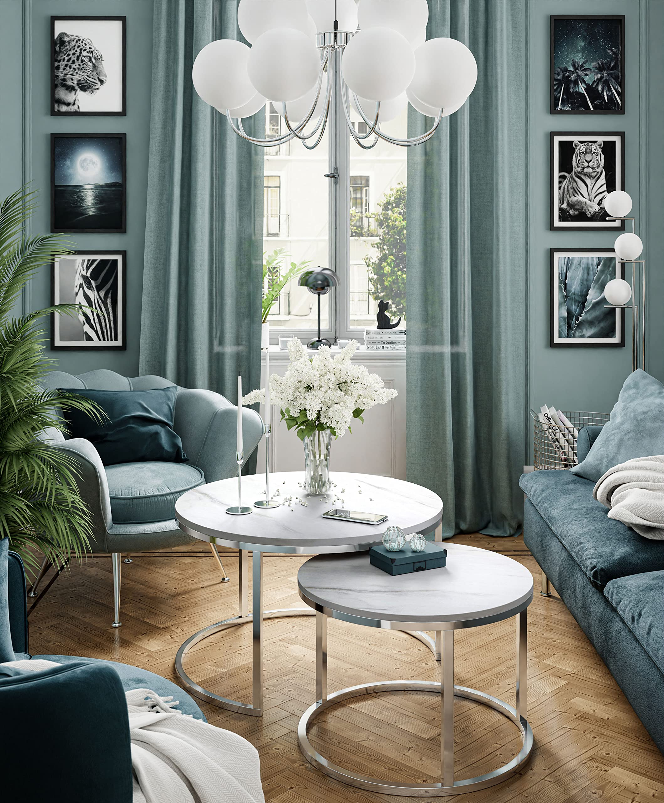 lukmebel Cri Salontafel, rond, set van 2 stuks, 2-in-1 bijzettafel