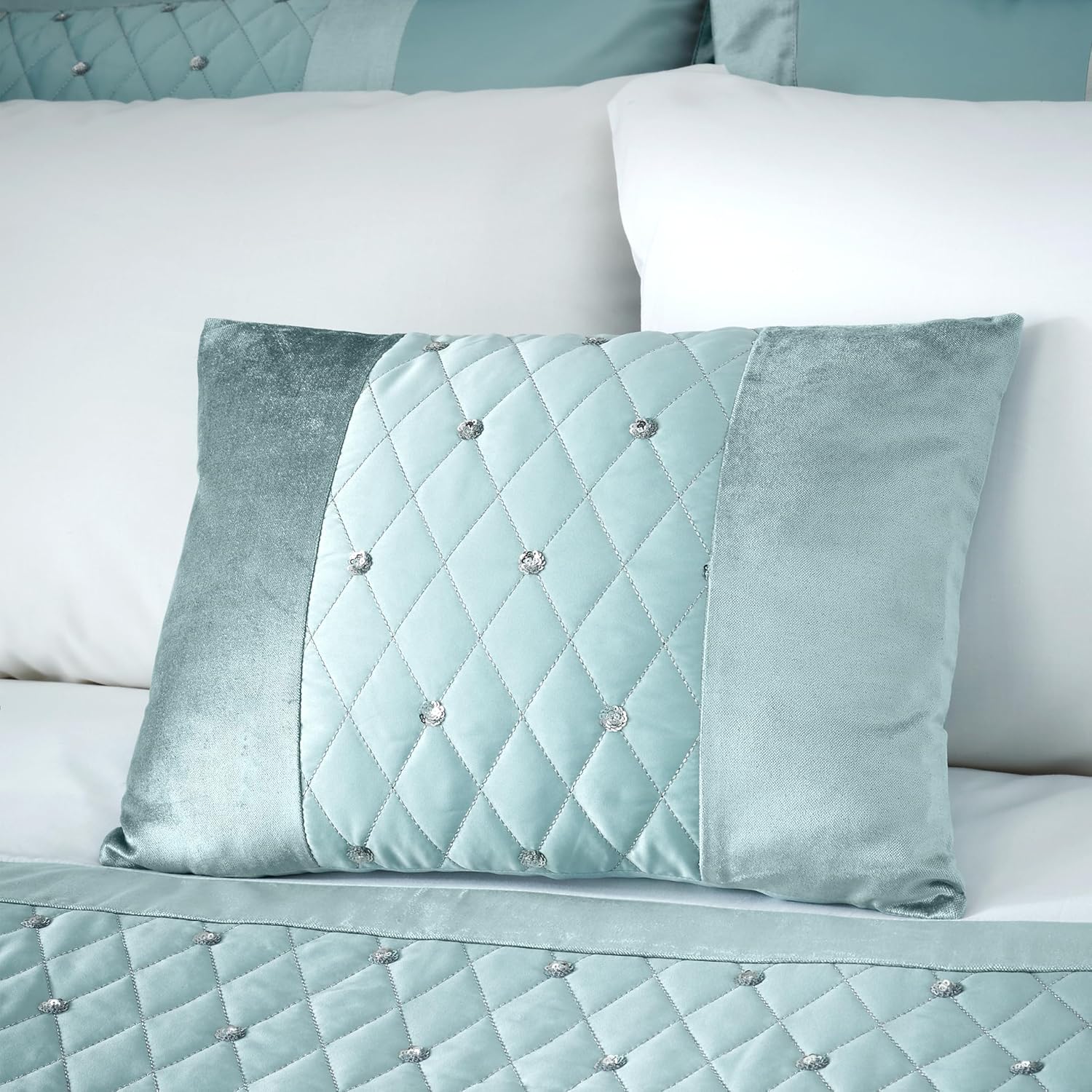 Catherine Lansfield Sequin Cluster 30x40cm Cushion Duck Egg Blue