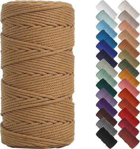 Miniatura 72 de NOANTA - Cuerda de macramé color marrón amarillento, 1/8 pulgadas (3 mm) x 109 yardas (100 metros), cuerda de algodón colorido para colgar