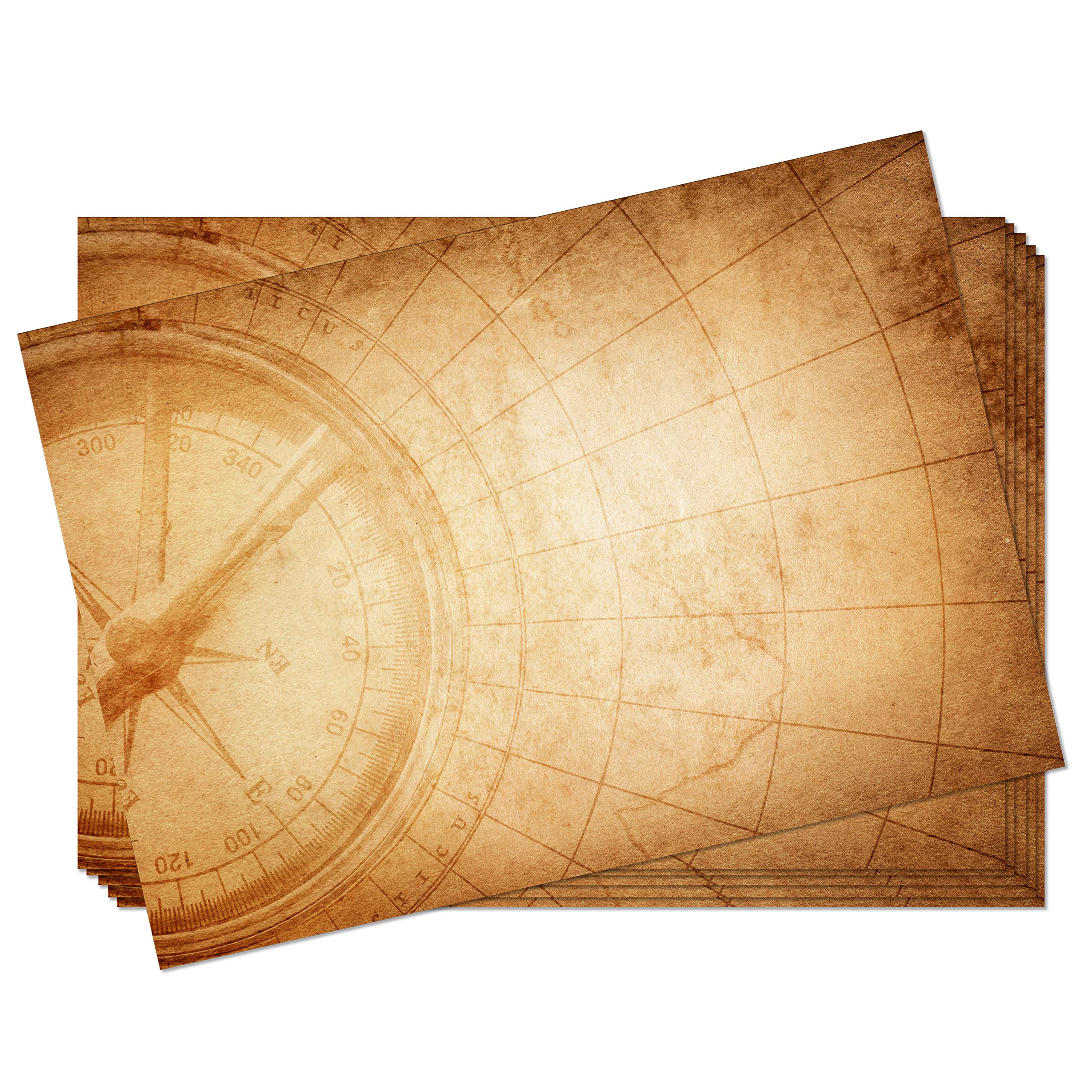 Lot De 60 Feuilles Papier Parchemin Vintage Recyclé – 6 Motifs, Format A4, 80 G/m², Imprimé Recto-verso