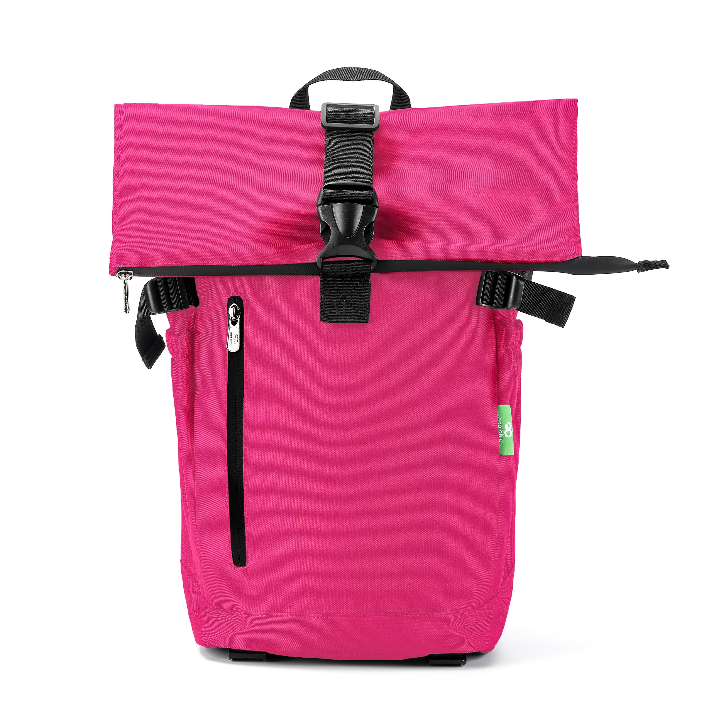 Eco Chic Unisex Fuchsia Waterproof Recycled Canvas Roll Top Backpack (Fuchsia)
