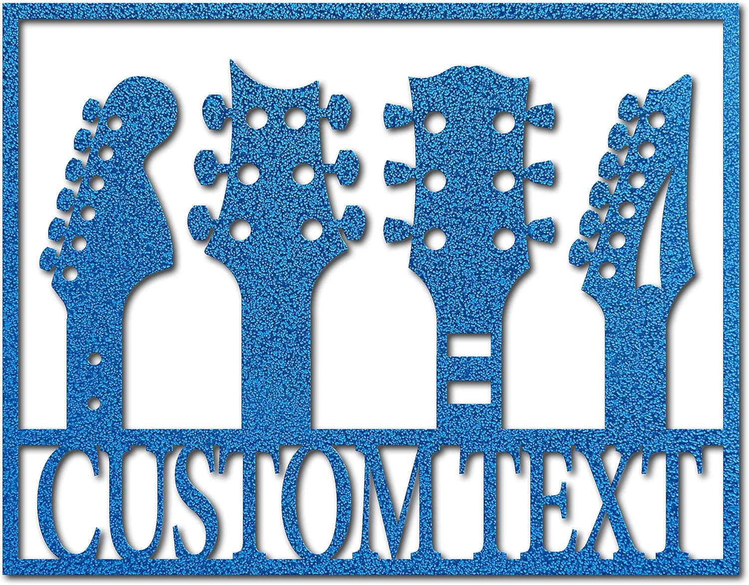 Guitar Custom Headstock Metal Sign (15" W x 11 1/2" H, Light Blue)