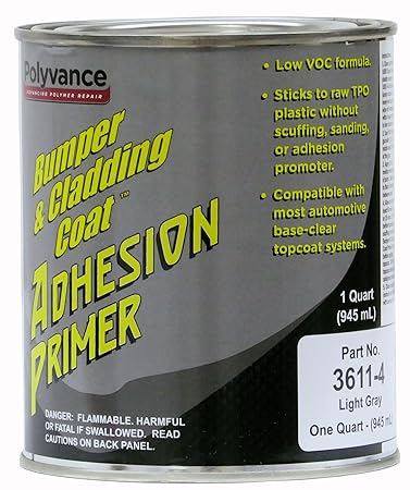 Bumper and Cladding Adhesion Primer, Low VOC, Light Gray, Quart