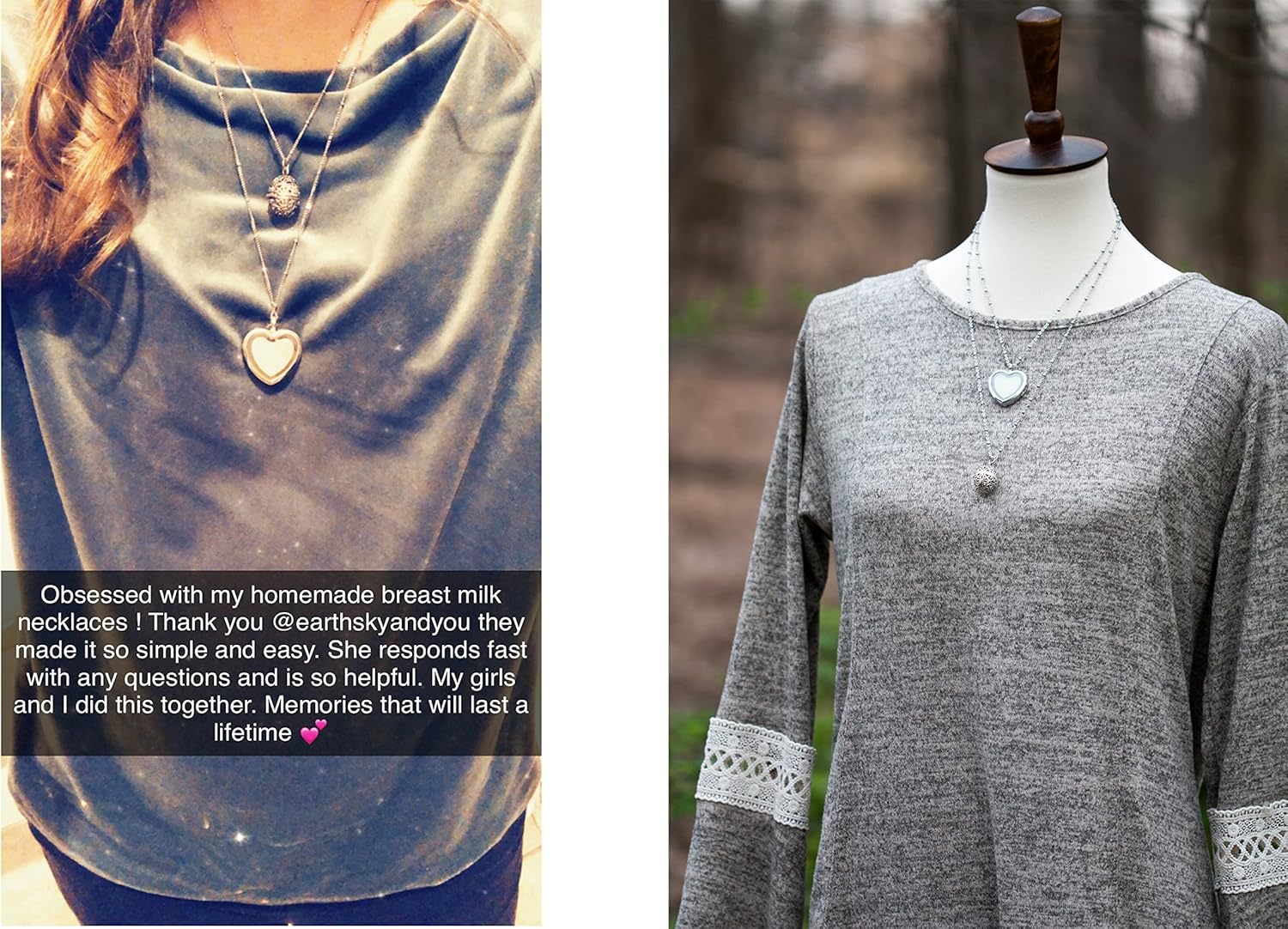 2 BREAST MILK Lockets. DIY, Non-tarnish steel preservation keepsakes. Breastmilk necklace making kit. Breast feeding new mother gift, always genuine appearence