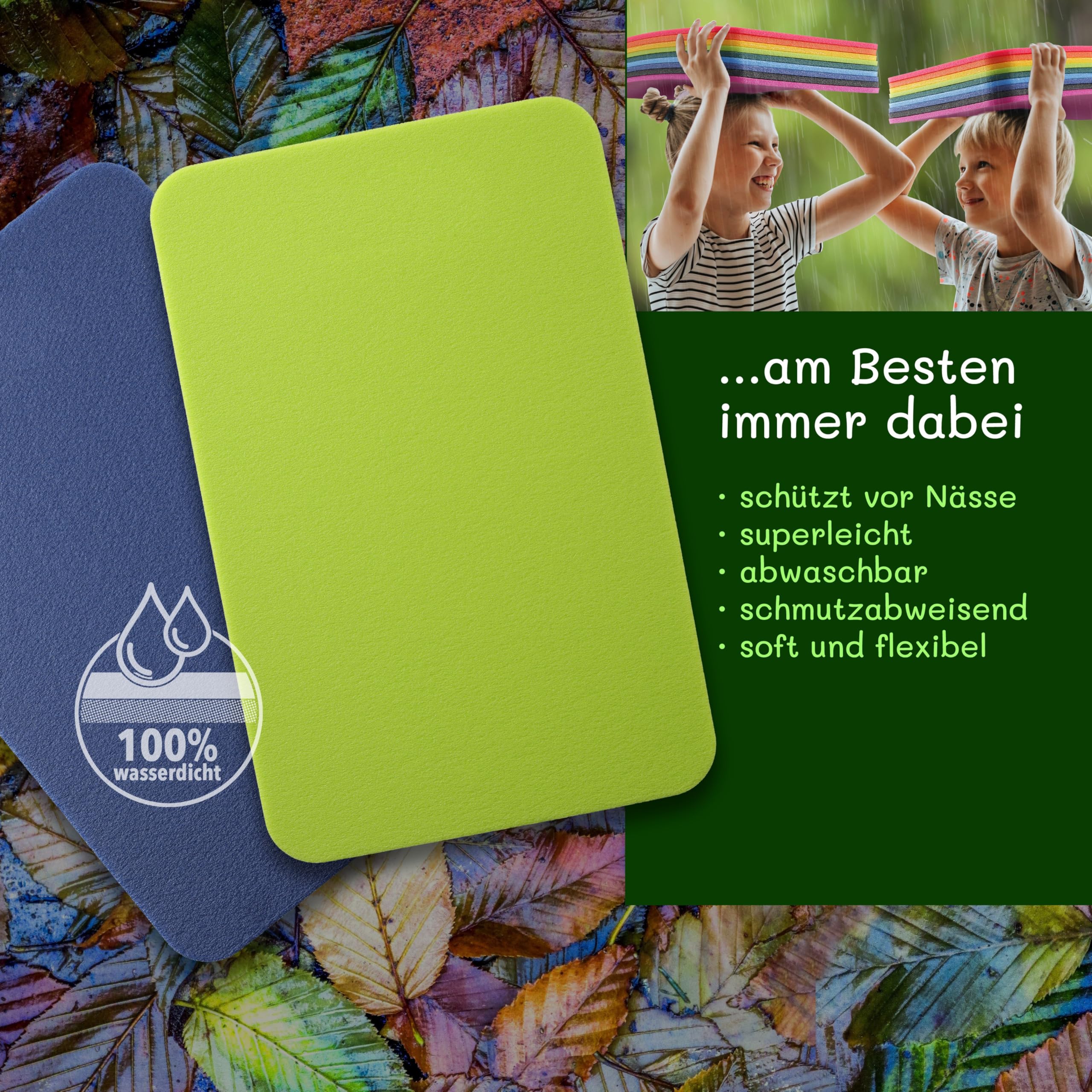 Yate 18er Set Sitzkissen – Bunte Schaumstoff Sitzunterlagen Viereckig ohne Griff – Wasserfest, leicht & robust – Ideal für Schule, Kindergarten, Ausflüge & Outdoor-Aktivitäten