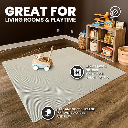 Miniatura 12 de bemaxx Juego de alfombrillas de gimnasio, 18 piezas de baldosas de espuma EVA entrelazadas (12.6 x 12.6 x 0.4 pulgadas), 18 pies cuadrados Arena